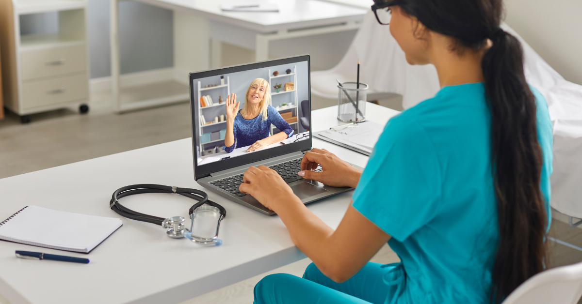 telehealth therapy session client speaking with mental health therapist over computer